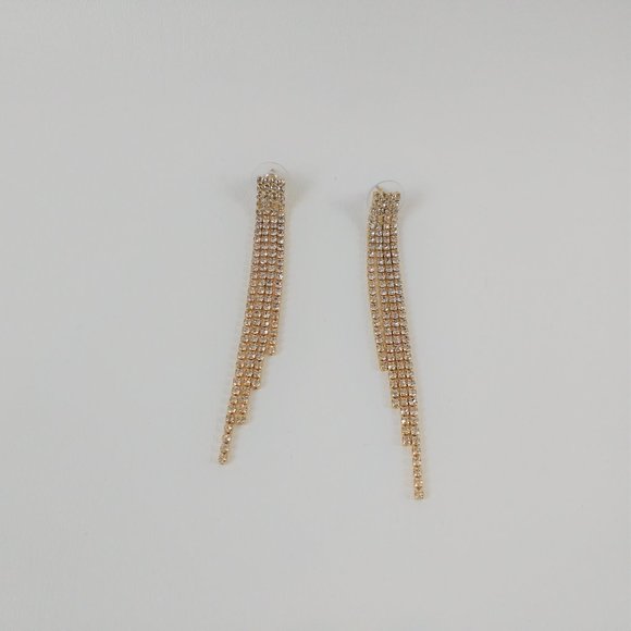 Betsey Johnson Goldtone Crystal Cascading Earrings - Picture 2 of 5